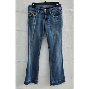 VTG Y2K 90s Miss Me Jeans 28 Bootcut Low Rise Boot Cut Floral Patch Distressed